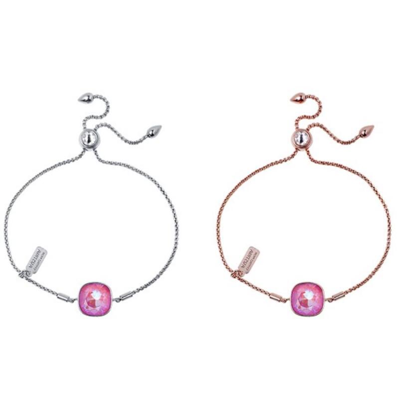 

Ingjuu Bracelet Cushion Cut Women s Slide Chain Crystal Pink rose gold chain