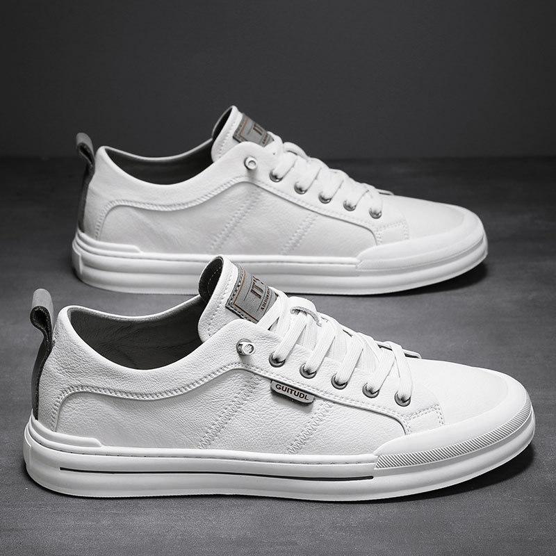 Men s leather shoes 2026 Spring and Autumn men s casual men s shoes breathable shoes men s single shoes versatile board shoes 39