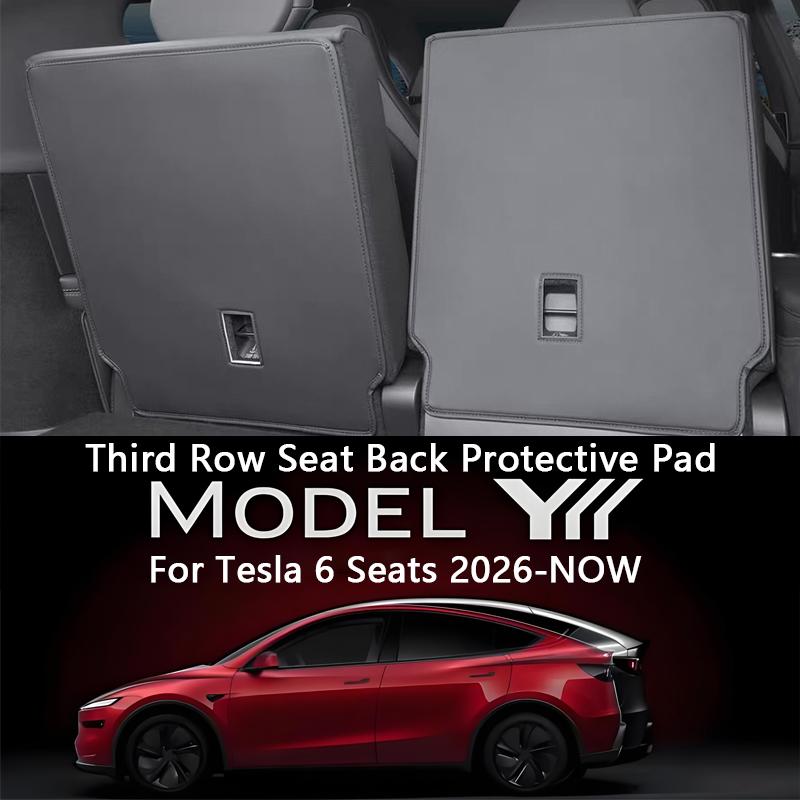 For Tesla Model YL 6-Seater Rear Seat Back Anti-Kick Pad Leather Seat Backrest Protector Cover All Weather Split Cargo Liner Pad