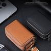 Leather Car Key Fob Case Cover Keychain Zipper Bag Protector Double Layer Pouch