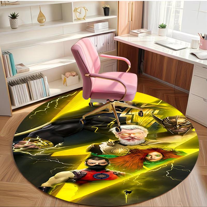 Black Adam Print Round Rug, Washable Floor Carpet, For Entryway Dorm Laundry Room Office Study, Home Decor Birthday Christmas Gift