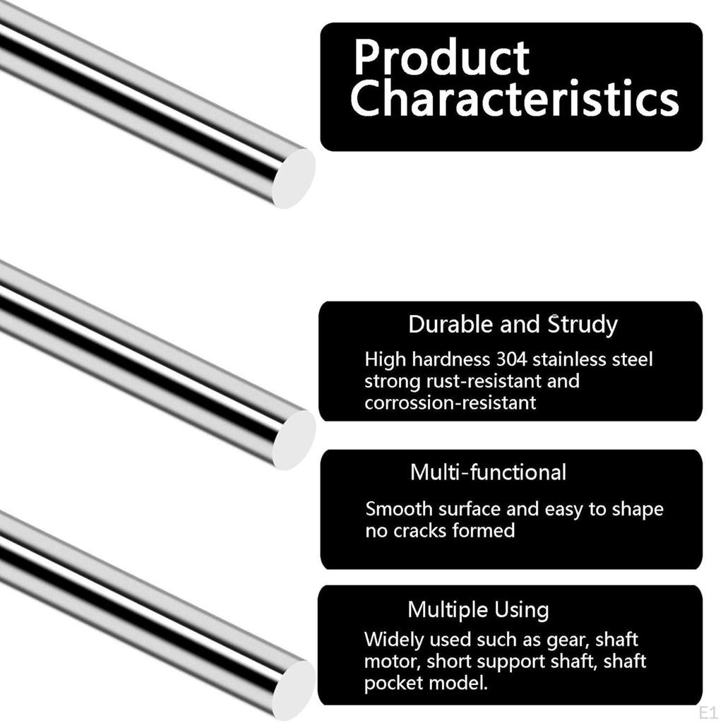 20Pcs Stainless Steel Round Rod DIY Craft, Smooth 40.6cm Shaft Rods for Industry Hobbies, Short