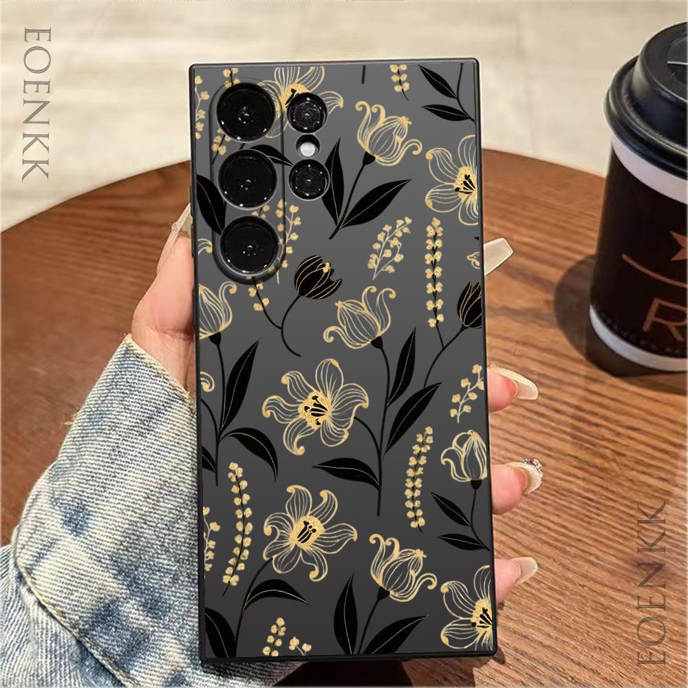 Simple Flower Pattern Soft Phone Case For Samsung Galaxy S25 S24 Ultra S23 S22 S21 S20 Ultra FE Plus Note 10 20 Lite Cover
