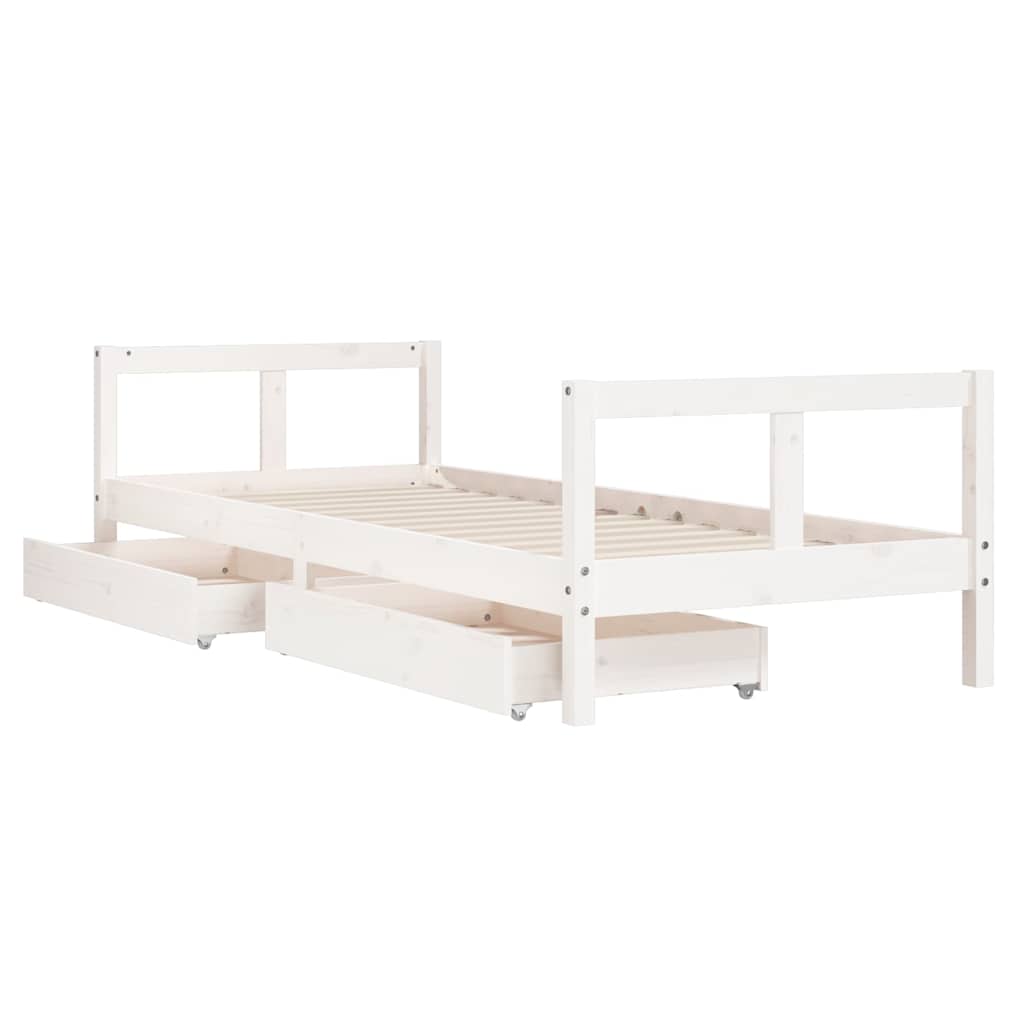 Children s Bed with Drawers White 80 x 200 cm Solid Pine Wood