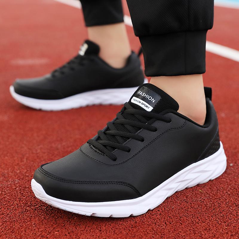 Fashion Men Running Shoes Waterproof Leather Sneakers Outdoor Sport Shoes Men Lightweight Walking PU Leather Casual Sports Shoes