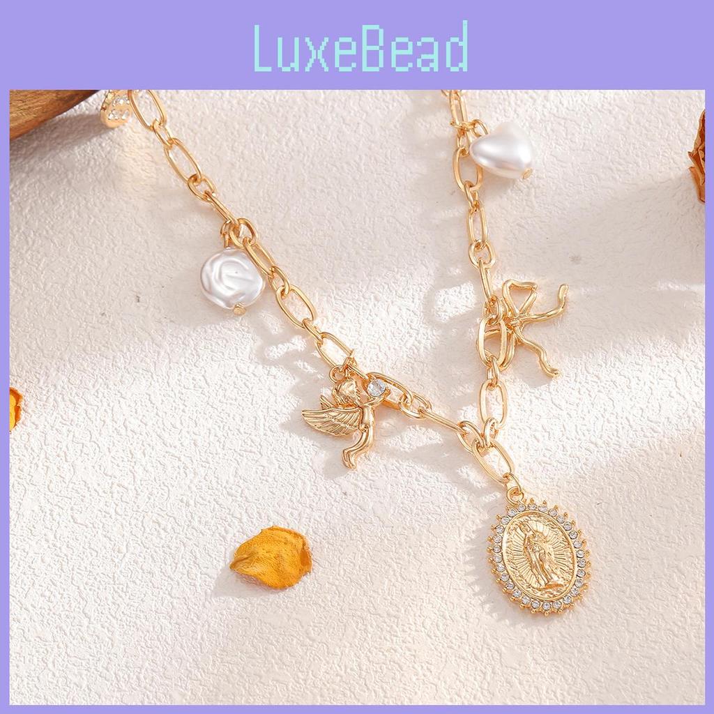 Pearl Butterfly Bow Necklace With Geometric Cross Pendant For Women Summer 2025