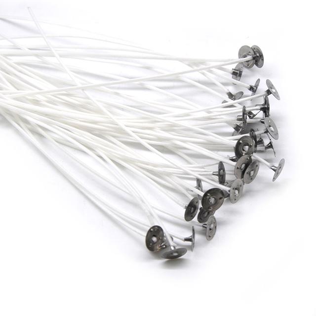 W40M20 20cm Length Pre Waxed Pure Cotton Wick with Metal Base 100pcs in One Bag