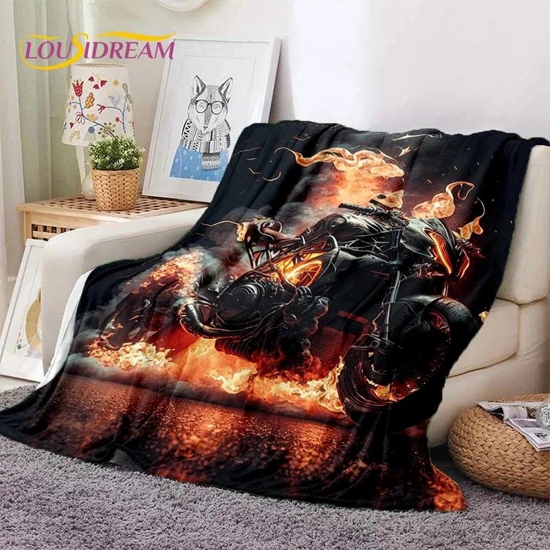 Motocross Modern retro Motorcycle Soft Flannel Blanket for Bed Bedroom Sofa Picnic,Throw Blanket for Cover Outdoors Leisure Gift