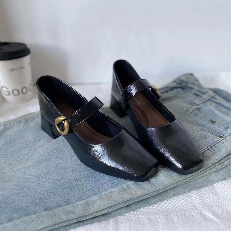 Nowy Styl Modne Projektanckie Vintage Damskie Buty Mary Jane Damskie Buty z Kwadratowym Noskiem Wiosna Jesień Eleganckie Sandały na Niskim Obcasie