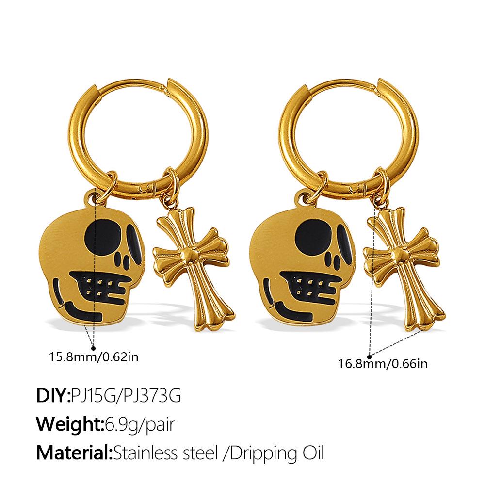 European & American Christmas Pumpkin Pendant Earrings: 18K Gold-Plated Stainless Steel, Versatile Drip Oil Design for Women