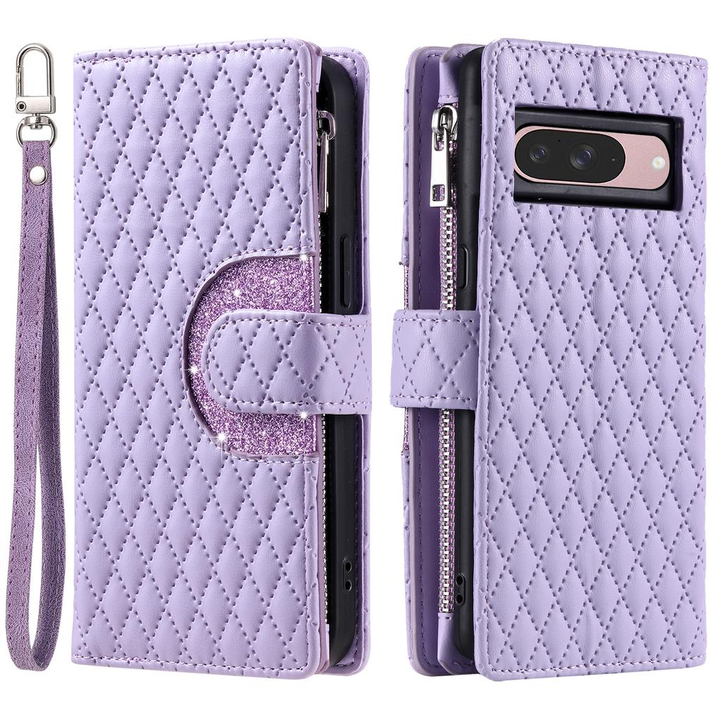 Style 012 for Google Pixel 10 Pro/Pixel 10 Case Zipper Pocket Glitter Leather Phone Cover