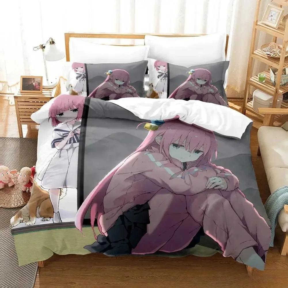 Kawaii Anime BOCCHI THE ROCK Gotou Hitori Bedding Set Single Twin Full Queen King Size Bed Set Adult Kid Bedroom Duvet Cover Set
