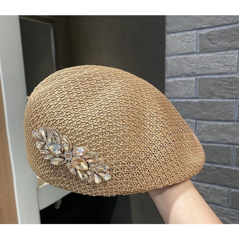 

Women Cool Korean Style Backwards Flat Cap Lightweight Spring Summer UV Protection Duckbill Cap Slim Face Versatile Artist Hat хакі