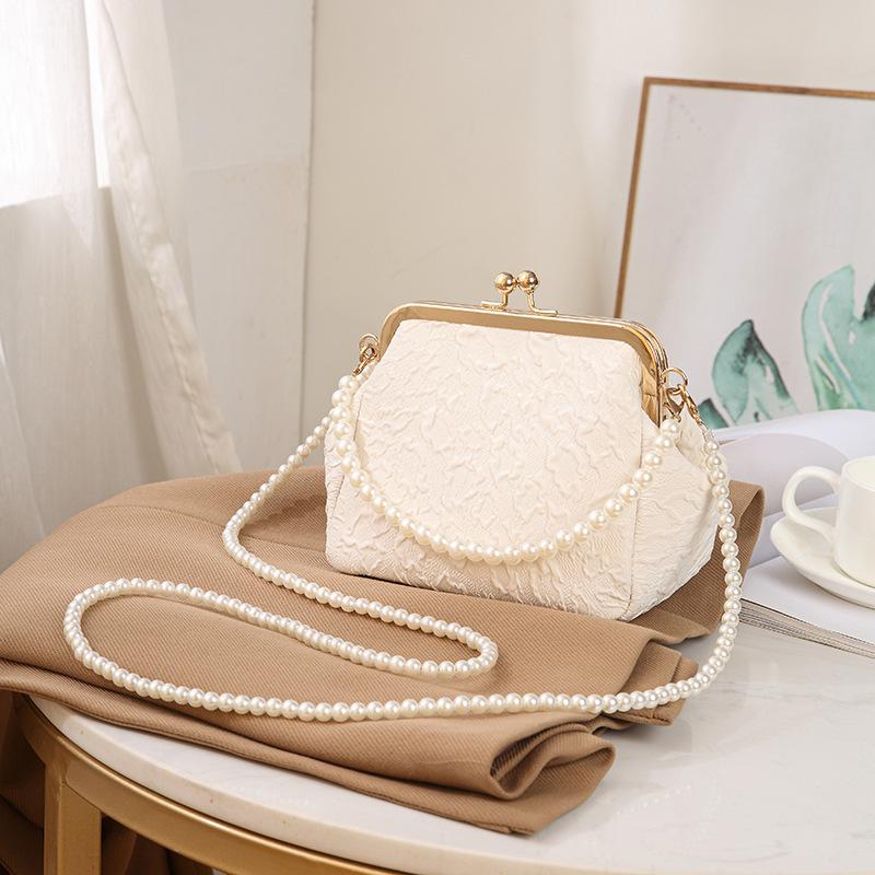 Bag Women's Pleated Shell Bag New Women's Bag Crossbody Bag Mobile Phone Bag Beaded Handbag Mini Gold Bag