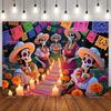 Mexican Fiesta Día De Los Muertos Backdrop Day Of The Dead Theme Birthday Party Wall Decor Photo Booth Photography Supplies