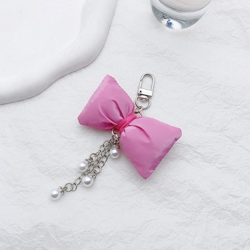 Cute Bowknot Pearl Chain Keychain Pendant Lovely Hanging Decorations Keyring Charm for Purse Bag Backpack Handbag