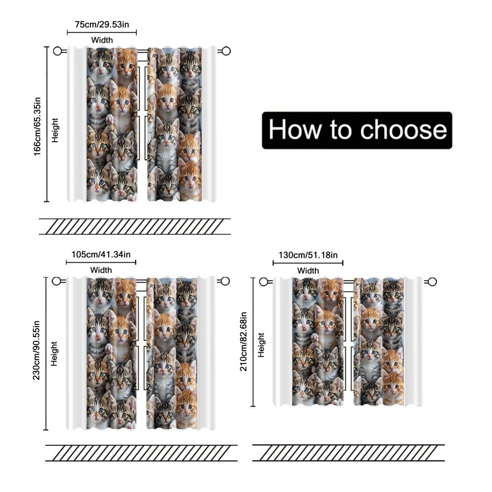 Set Of 2 Filtering Curtains Excluding Rods Non Movable Without Batteries Whisker Wonders Cat Use Bedrooms Living Curtain Polyester Ideal For Sleeping