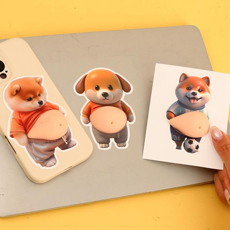 10/1Pcs Stress Relief Stickers Creative Cartoon Dog Belly Pinching Stickers for Phone Notebook Gifts Decor Festival Supplies