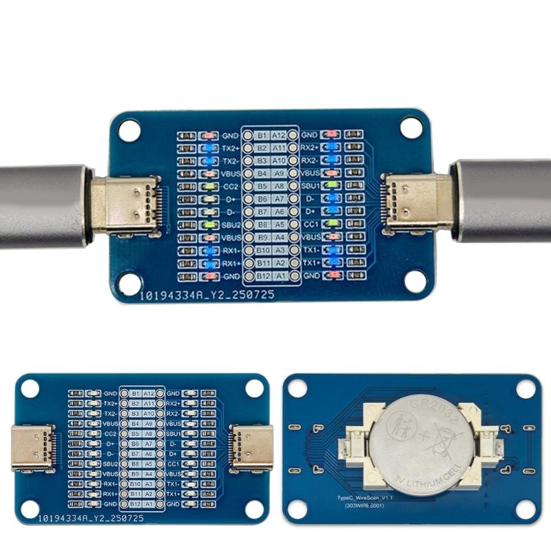 24 Pin Conductions Testing Board For USB C Cable LED Indicators System Light Weight Design Phone Chargers Tool Kit