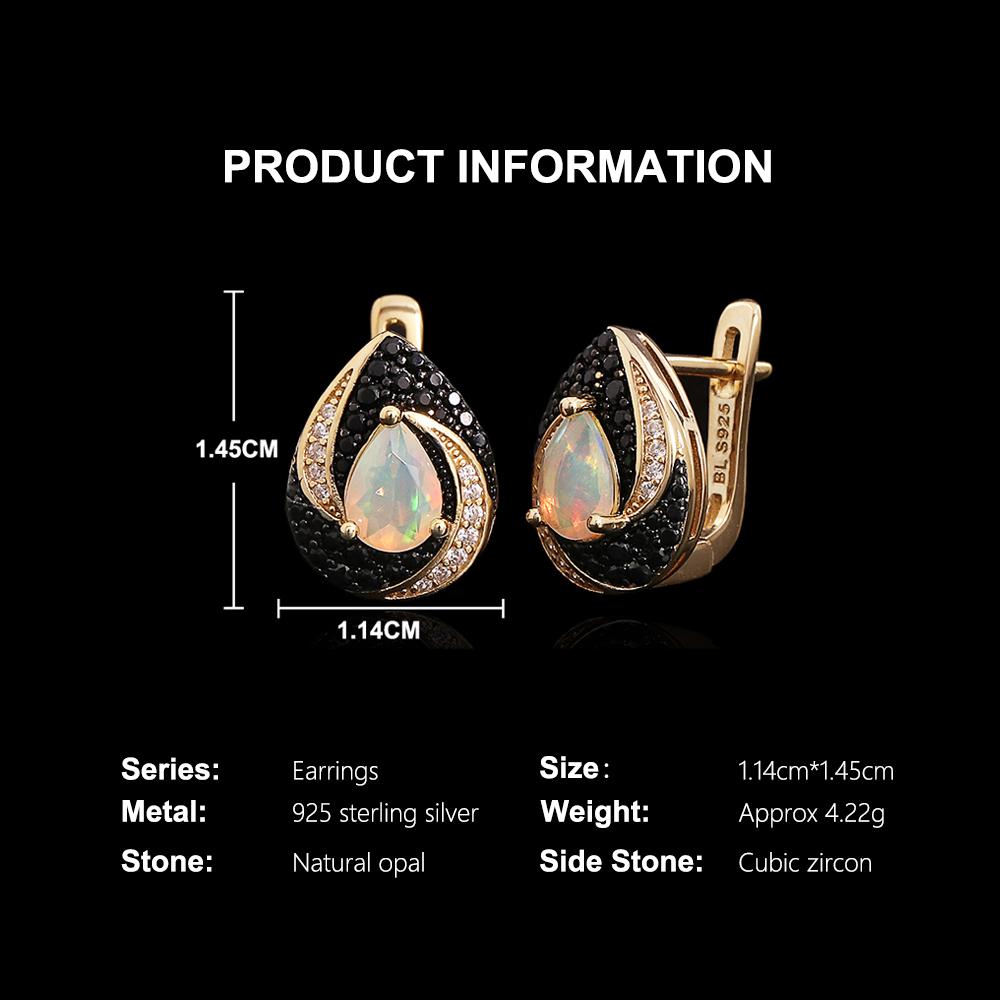 Boucles d'oreilles en argent sterling 925 Opale naturelle colorée poire 5*7mm Pierre de naissance d'octobre Bijoux fins vintage pour cadeaux de banquet pour femmes