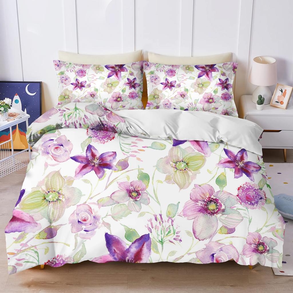 Plant Cute Flowers Duvet Cover Floral Home Pillowcase Set Adult Bedroom 203X228Cm Size Children Comforter Bedding