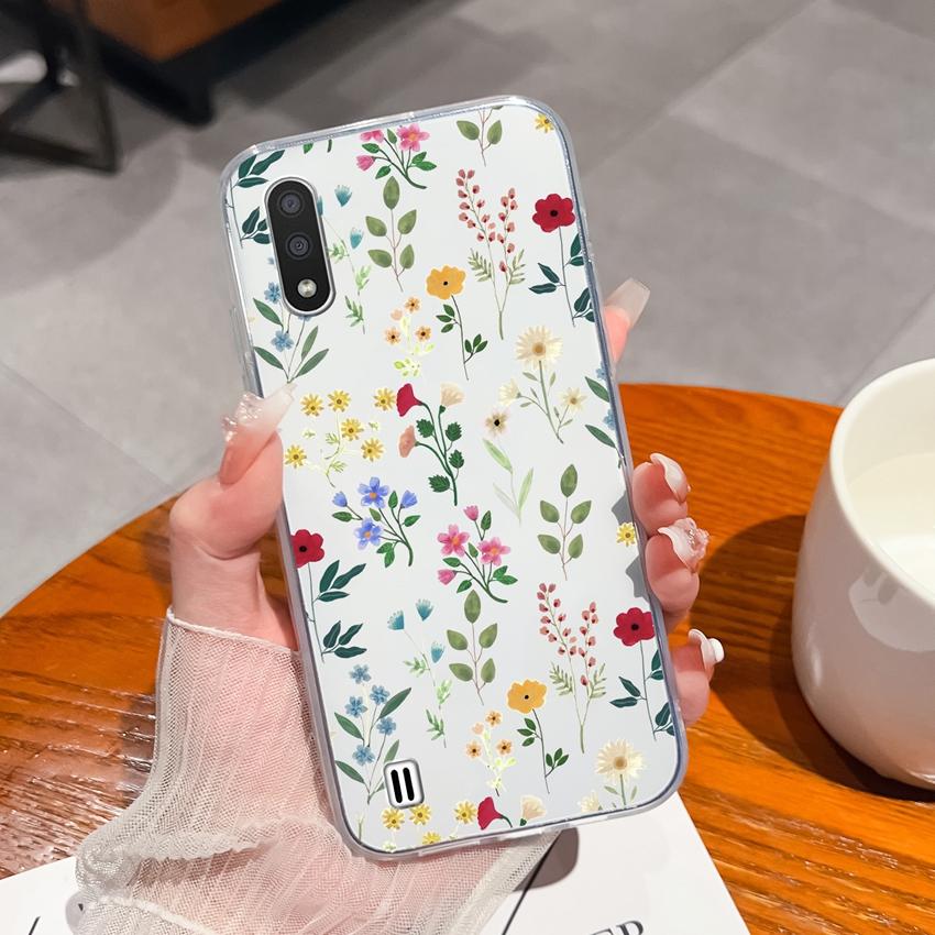 For Samsung M01 M10 C7 A9 M31 F13 Phone Casing Fragrant Flowers Patterns Transparent Silicone Anti Drop Protective Ultra Thin Case For Samsung Housing