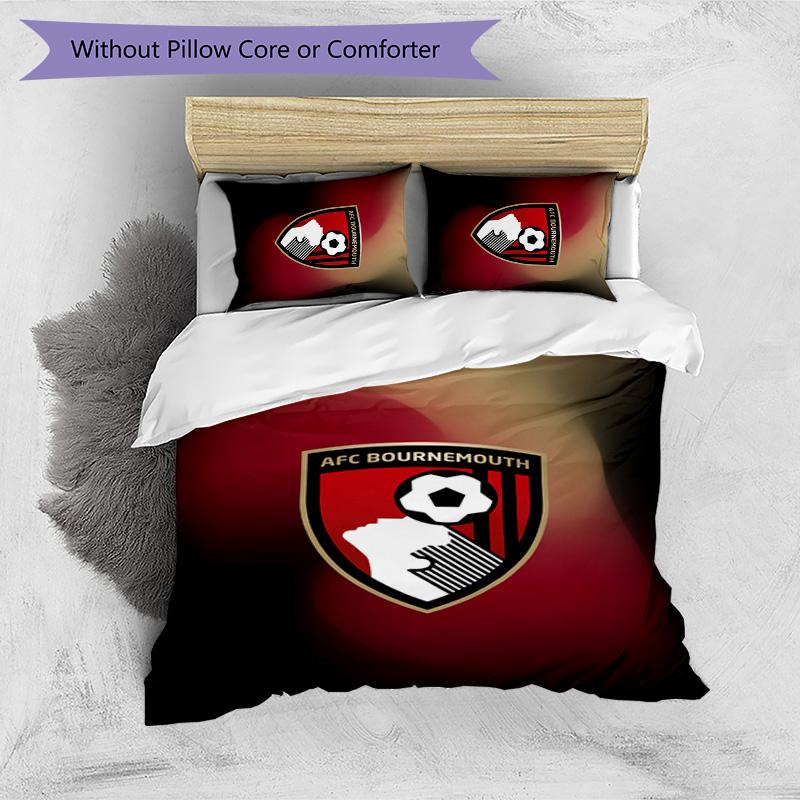 Set Lenzuola Stampato Calcio Bournemouth 3 Pezzi, Comodo Set Copripiumino per Camera da Letto Amico della Pelle