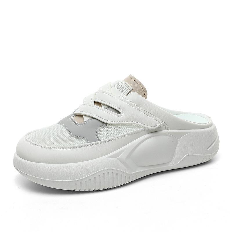 K new mesh semi-drag summer tide casual breathable thick-soled heightening net shoes student board shoes