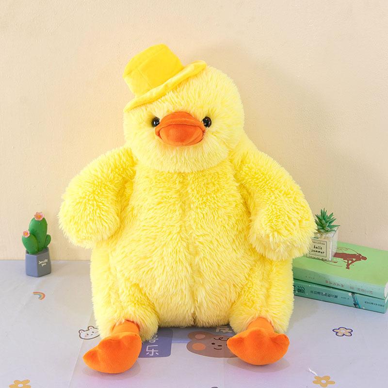 Lindo peluche de pato frito, lindo cojín suave para dormir, juguete de peluche, peluche de pato amarillo grande, regalo de cumpleaños