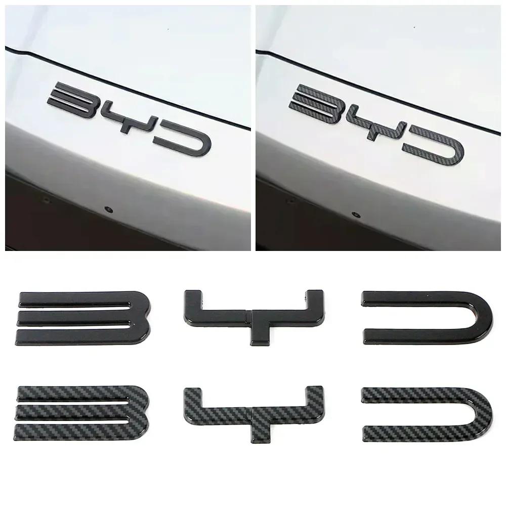 For BYD SEAl HAN SONG YUAN DOLPHIN ATTO 3 Accessories Car Front Bumper Emblem Badge Decal Black Carbon Logo Refit Sticker