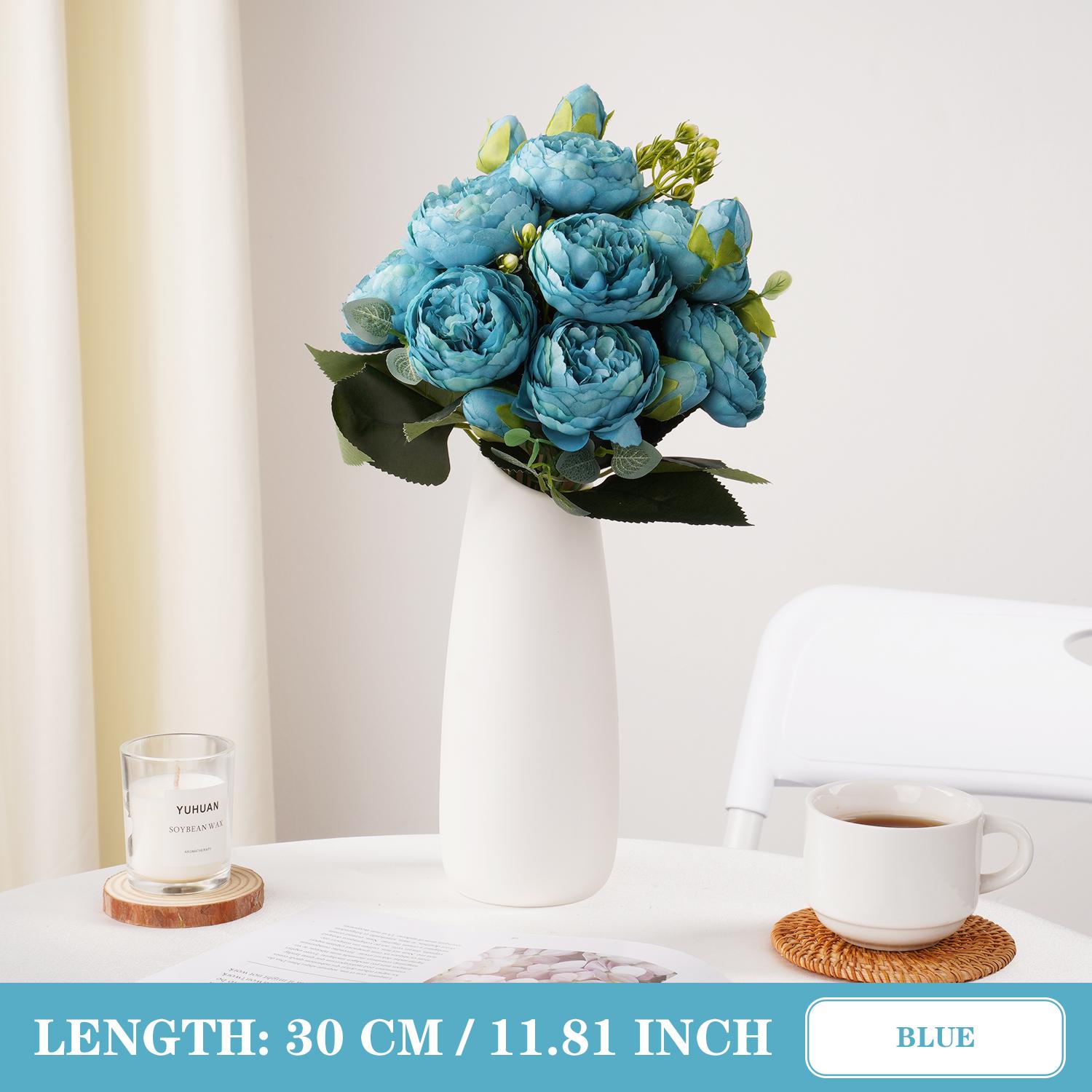 

Artificial Flowers Retro Silk Rose Bouquet Hydrangea Peony Flowers Vintage Bride Holding Home Wedding Decoration Accessories 1 bunch синий