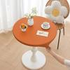 Round Pu Leather Table Cover Solid Color Elastic Tablecloth Waterproof Oilproof Waterproof Dinning Tablecloth Protector Desk Mat