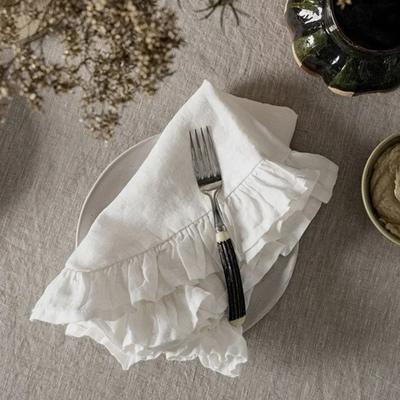 Tischset Unifarbe Plissiert mit Rüschenrand Maschinenwaschbar Esstisch Frühstück Nachmittagstee Tischdeko