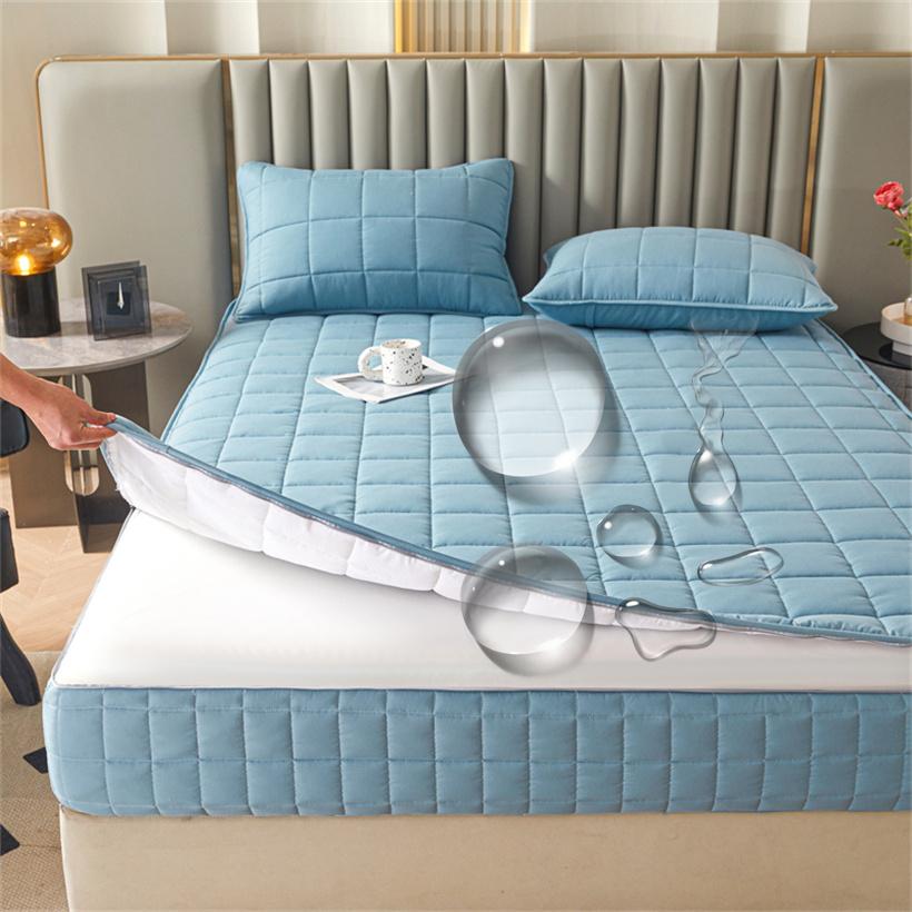 

Водонепроницаемый шестисторонний полностью закрытый чехол для матраса с застежкой-молнией, утолщенное стеганое покрывало, защитный чехол для матраса, простыня на резинке с татами 90x200x15cm небесно-голубой