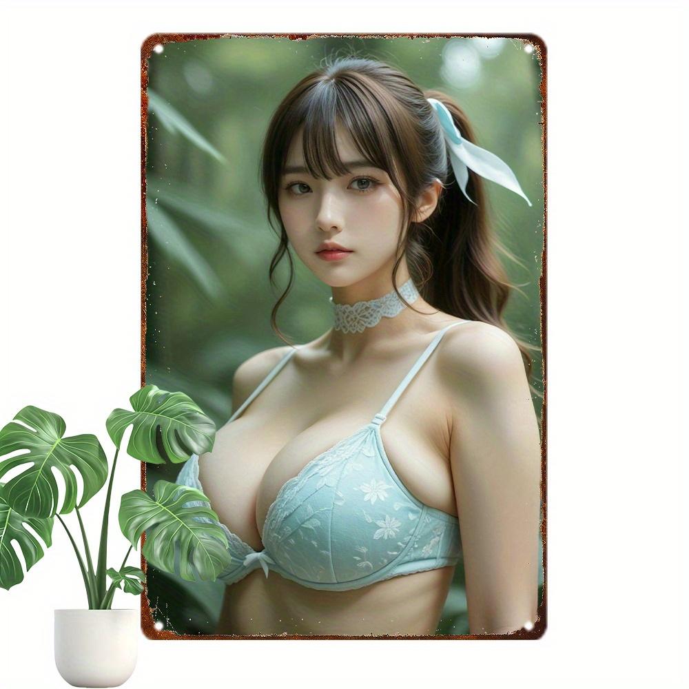 Anime Girl Metal Wall Art 8x12 Inch Retro Floral Lace Aluminum Sign Home Cafe Decor Unique Gift