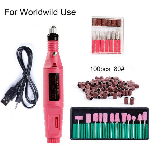 Professional Nail Drill Machine Nail Pen Machine Drill Bits Mill Cutter Pedicure Gel Polish Remover