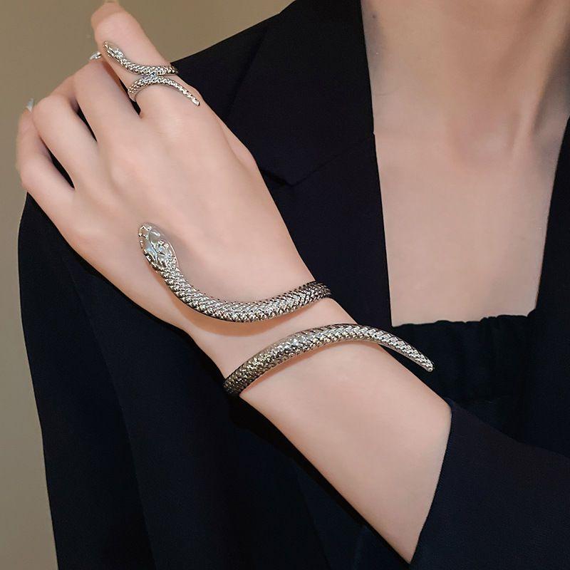 2 шт. Панк Браслеты в форме змеи Кольцо Набор украшений Спиральные змеиные браслеты с открытием Кольца для пальцев Женские Мужские Украшения для рук