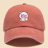 Cartoon style pink piggy print baseball cap adjustable unisex music hat