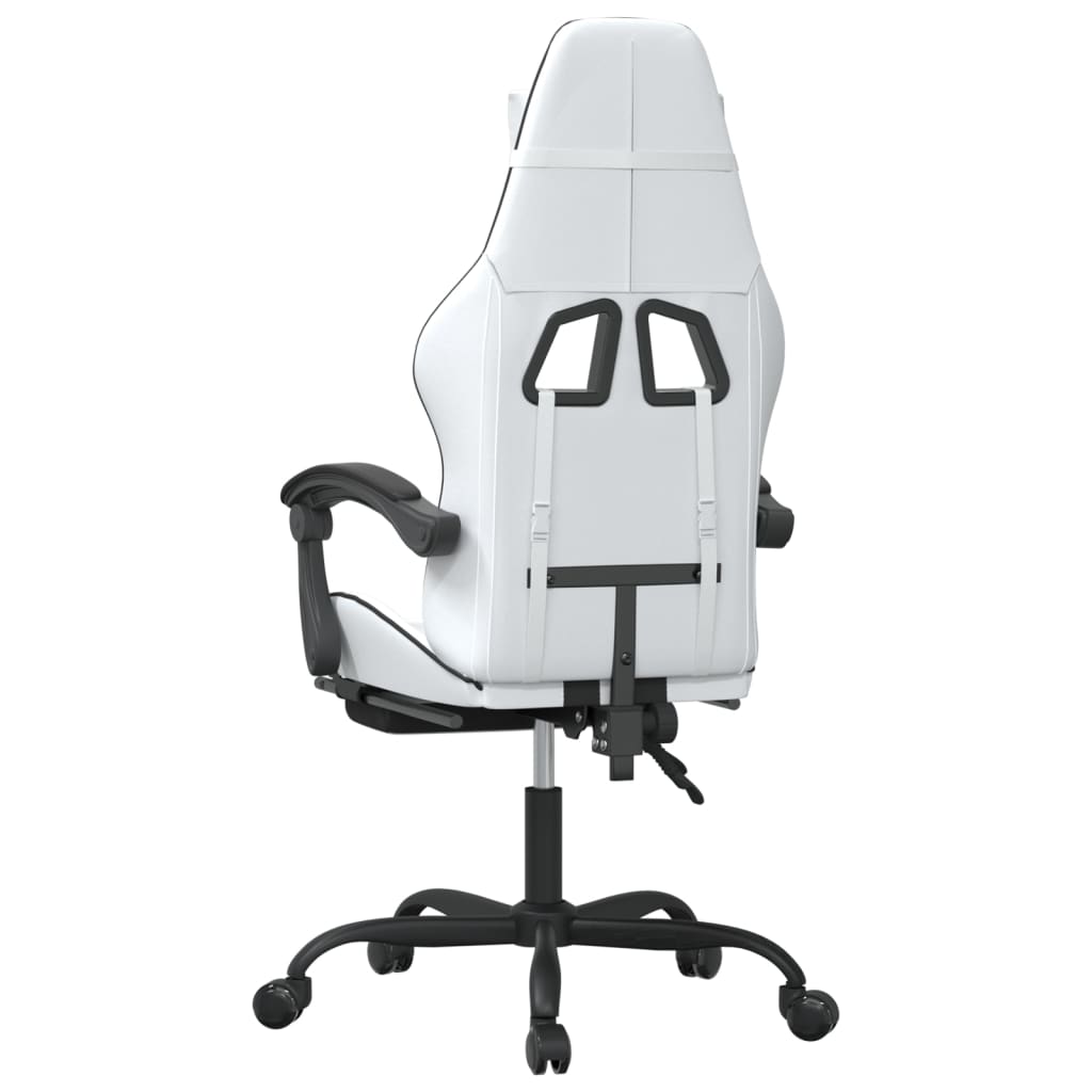 Vidaxl Gaming Armchair with Footrest, White-Black, Faux Leather