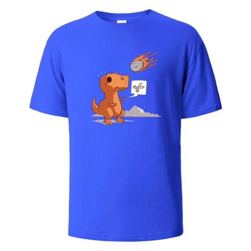 Dinosaurier und Meteorit Aufdruck Streetwear T-Shirt Lässige Kurzarm Oberteile Sommer T-Shirts Für Männer Frauen Baumwolle Rundhals Oversize