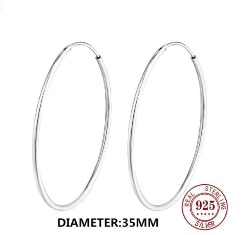 925 Sterling Silver Big Circle Stud Earrings for Women New Fashion Exaggerated Party Jewelry Gifts Prevent Allergy