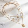 Multi Layered Pearl Shell Starfish Necklace for Women Elegant Lady Handmade Summer Vocation No Rusting Chain Necklaces Jewelry