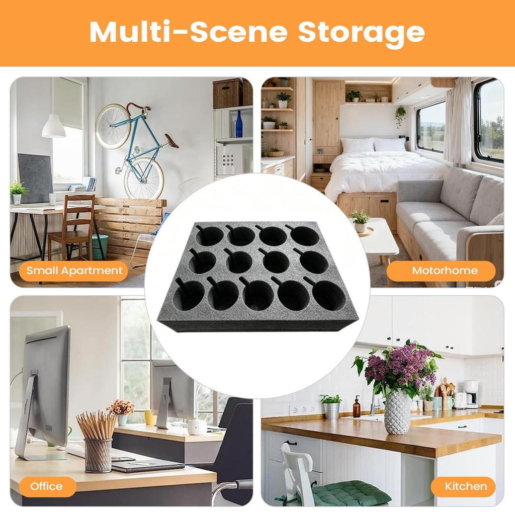 RV Cup Holder 13-Slot Foam Space Saving Rack RV Drink Cup Mug Storage Tray for Caravan Truck SUV Camper Motorhome Boat Kitchen