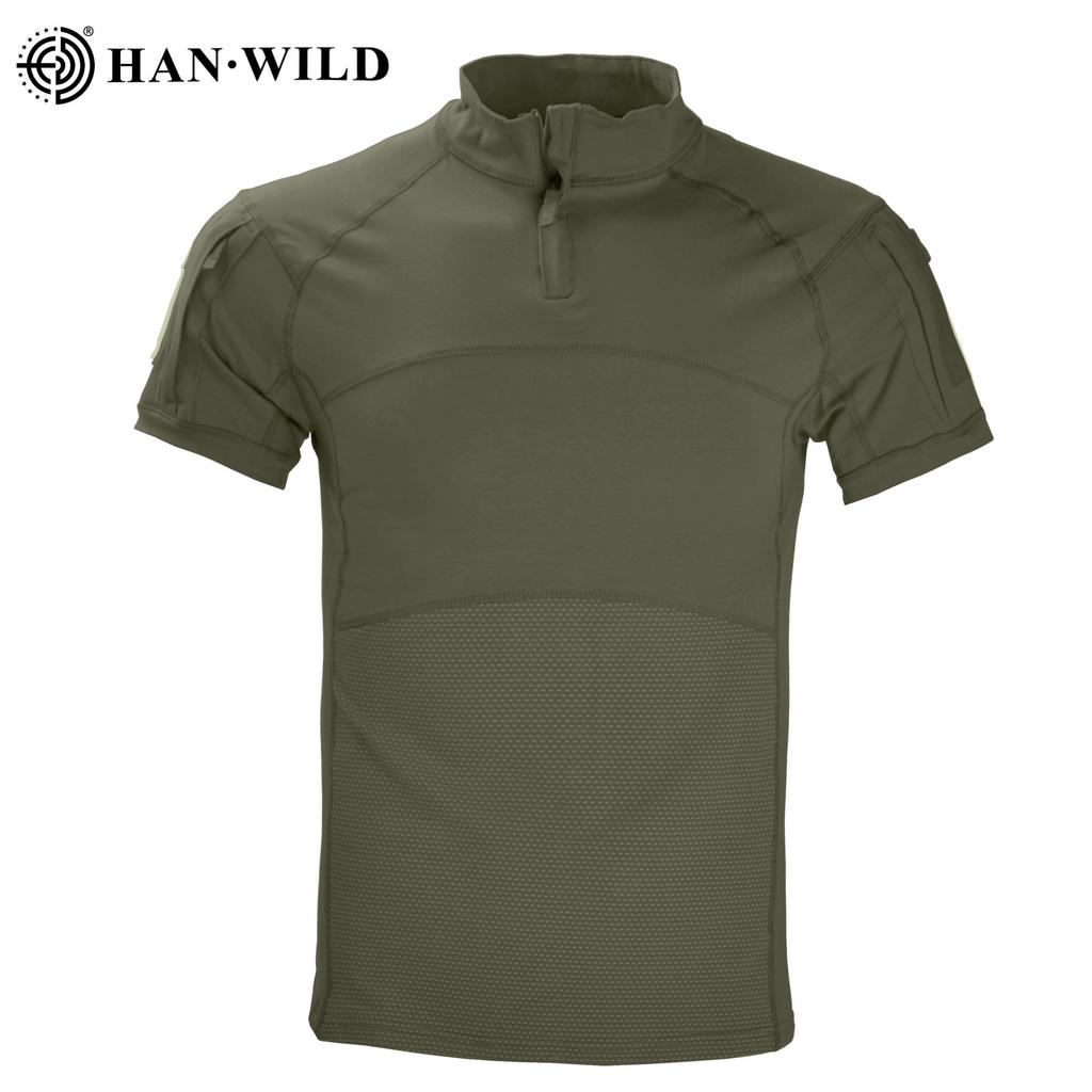 Hanye Taktický žabí oblek s krátkým rukávem Tréninkový oblek Slim fit Elastické tričko Pánský Outdoorový Rozšiřovací Fitness oblek Maskáčový oblek s krátkým rukávem