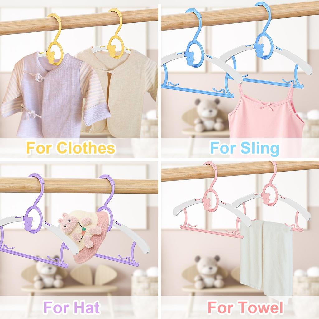 Ultra-Thin Non-Slip Laundry Infant Pant Hangers for Newborn Clothes -Adjustable Children Coat Hanger for Girl Boy Toddler Kids