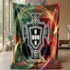 Portugal Football Printed Flannel Blanket Skin Friendly Warm Decorative Throw for Indoor Couch Bed Daily Use