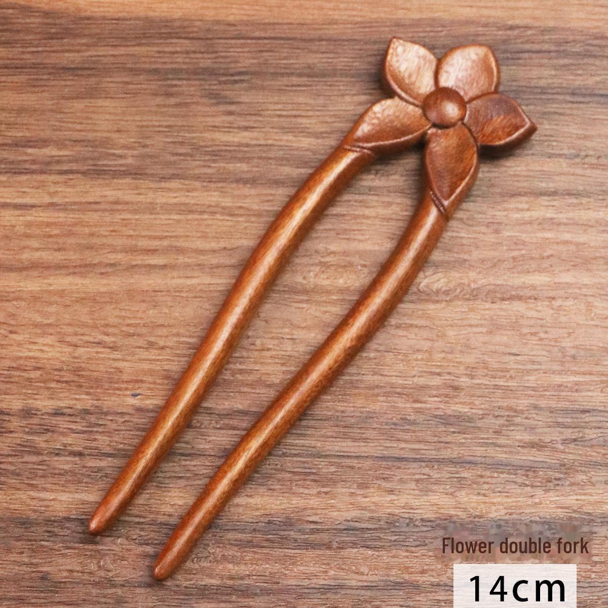 

U-образная шпилька из сандалового дерева, золотая, шелковая, в стиле ретро - в китайском стиле, с изображением животных из дерева