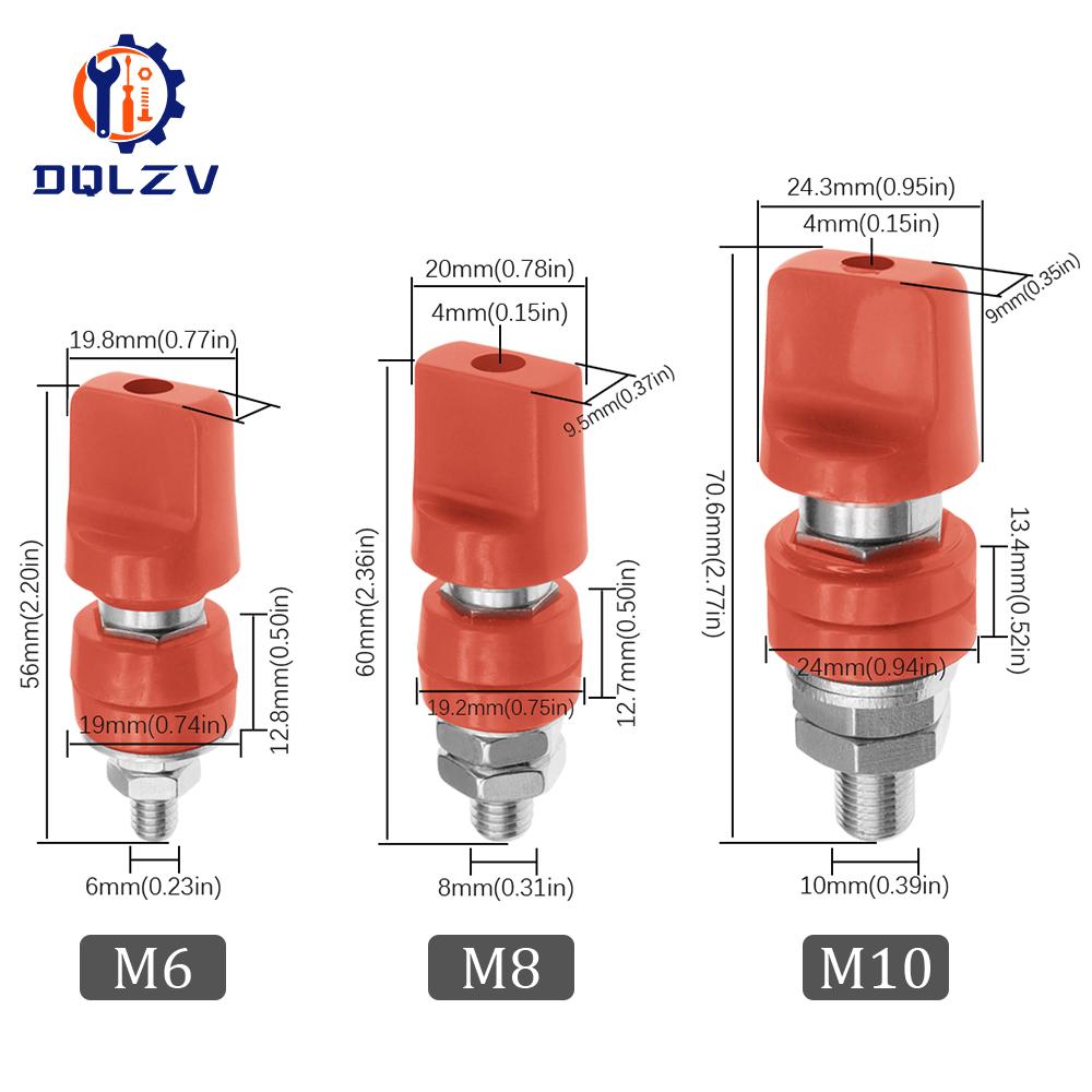 100A 4MM M6 M8 M10 Brass Connector Terminal Binding Post Nut with Caps 40-100A Large Current Banana Plug Jack Socket Connectors