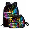 Trendy earphones keyboard mouse 3D Print 3pcs/Set Student School Bags Laptop Daypack Backpack Crossbody Lunch bag Pencil Case