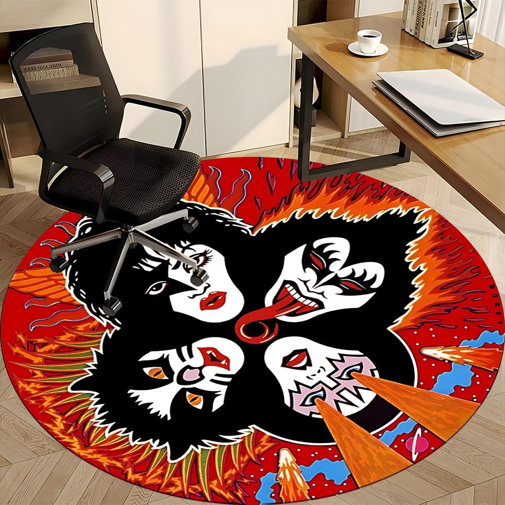 1pc KISS Band Office Round Area Rug, Indoor Mat Suitable For Office, Under Office Chairs Bedroom Living Room Home Decor a0908123